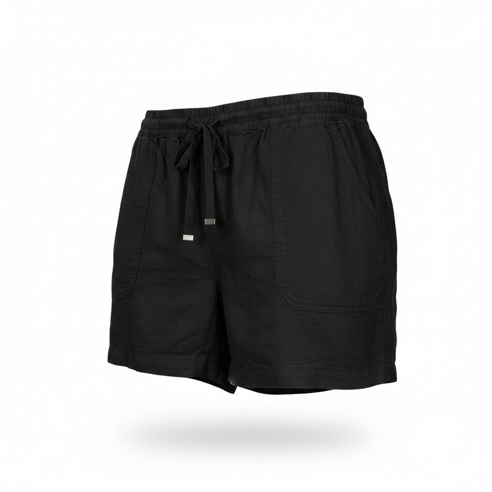 Time and Tru Linen Blend Shorts 3XL 22 Black Relaxed Fit Drawstring Coastal NWT